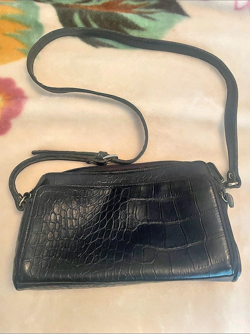Cornell Black Textured Crossbody Bag